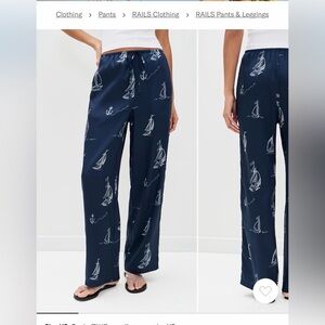 Rails Damani Navy Nautical Print Wide Leg Pants